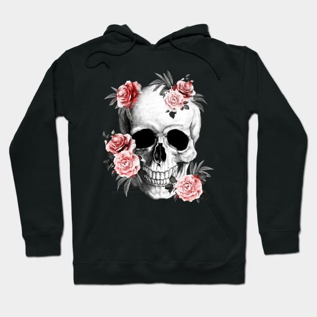 skeleton,floral,flower skull, roses Hoodie by Collagedream